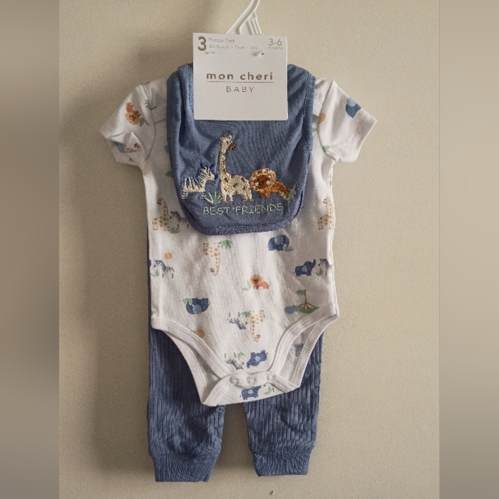 Mon Cheri Blue Baby Bodysuit Set